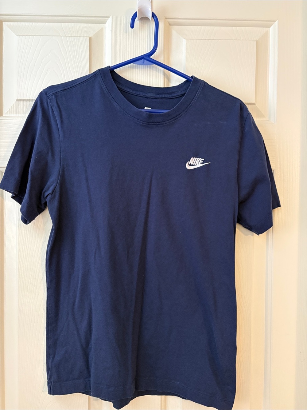 Nike Navy Blue Short Sleeve Crewneck T-Shirt with White Logo